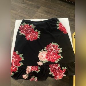 Vintage Floral Mid-Length Skirt with Ruffled Hem